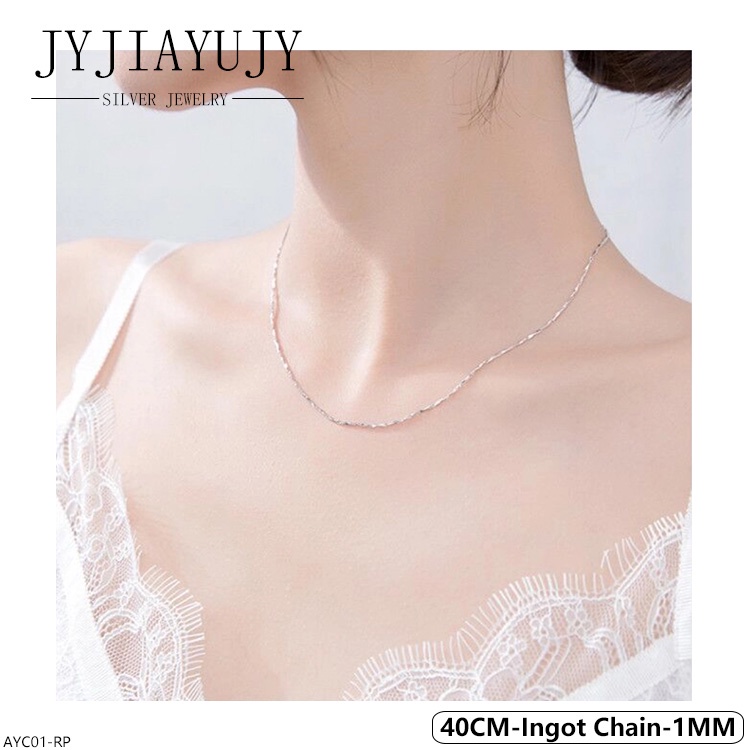 Jyjiayujy สร้อยคอโซ่เงินแท้ 100% S925 ยาว 40 45 50 ซม. สไตล์เกาหลี เครื่องประดับแฟชั่น สําหรับผู้หญิง AYC01-RP