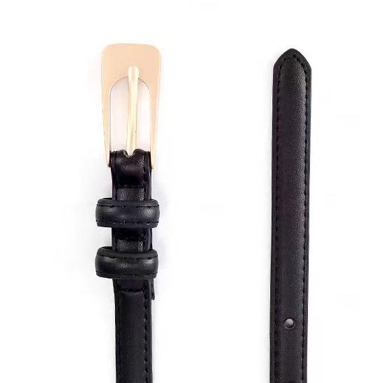 KOKO เข็มขัดแฟชั่น เข็มขัดลำลอง อุปกรณ์โลหะ สีพื้น เบสิก สำหรับผู้หญิง (สีกากี/น้ำตาล/ดำ)A189