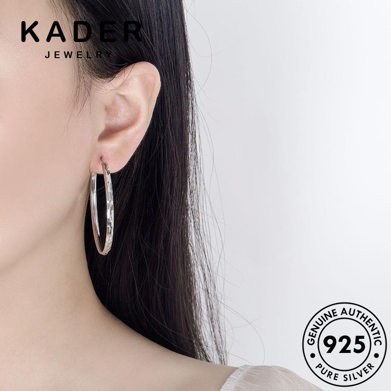 Kader ต่างหูห่วงเงิน 925 ทรงกลม ขนาดใหญ่ เครื่องประดับ สําหรับผู้หญิง M001