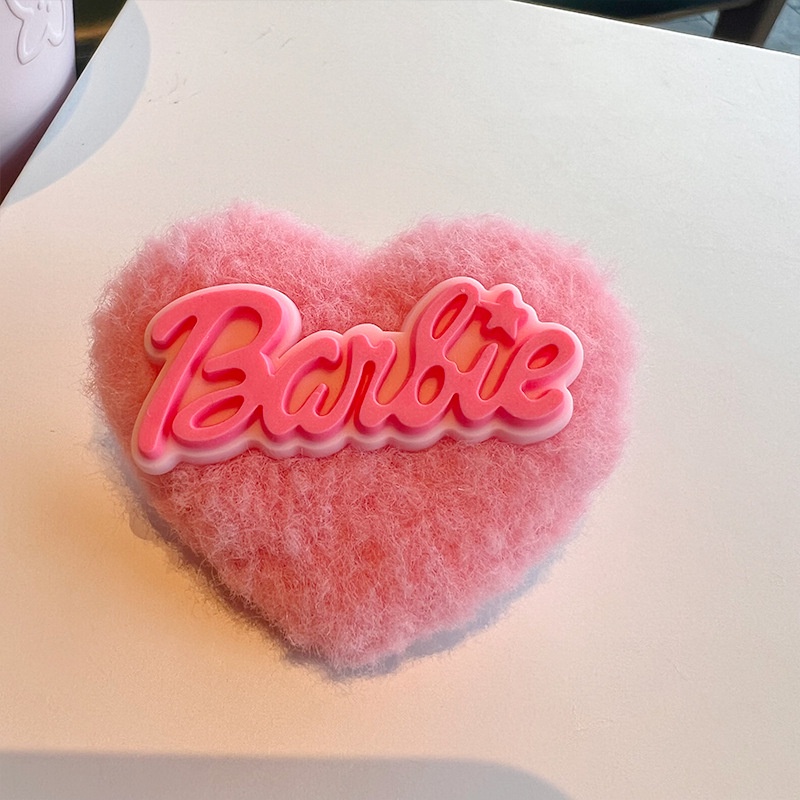 Kawaii กิ๊บติดผม ผ้ากํามะหยี่ขนนิ่ม ลายการ์ตูนอนิเมะบาร์บี้ สีชมพู สําหรับเด็กผู้หญิง