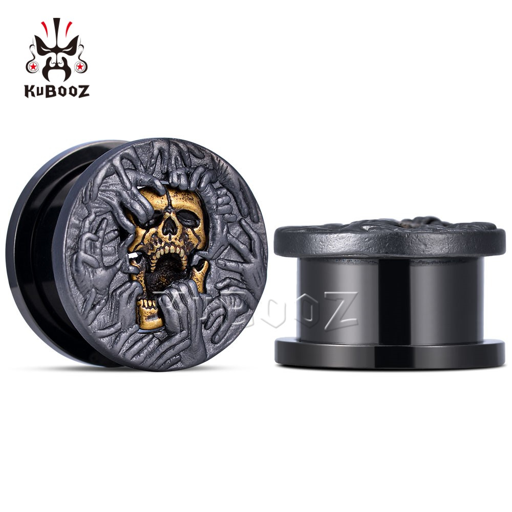 Kubooz 2 ชิ้น ที่เจาะหู ปลั๊ก เกจ อุโมงค์ ขยาย สกรู ยืด เครื่องประดับ