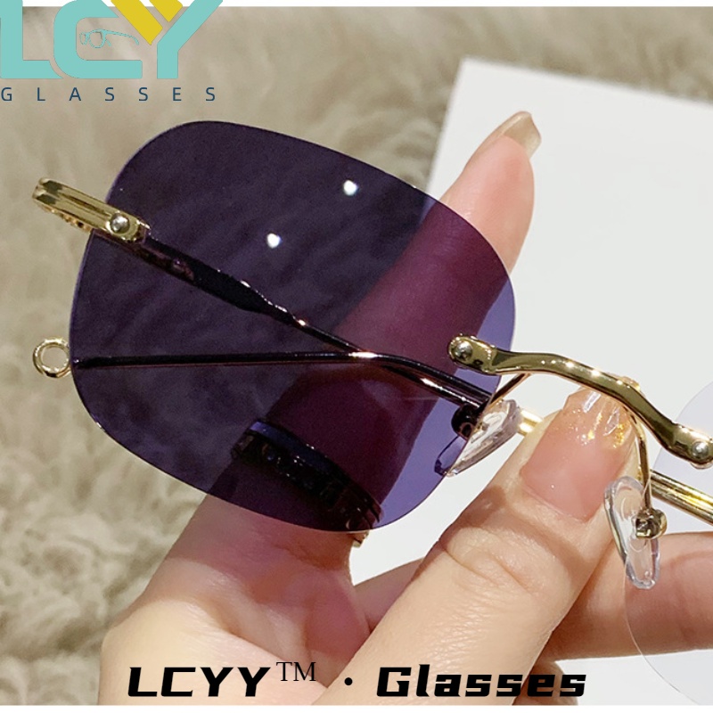 LCYY ใหม่แฟชั่นแว่นตาเปลี่ยนสีไม่มีขอบผู้หญิงแว่นตาป้องกันแสงสีฟ้า 5152
