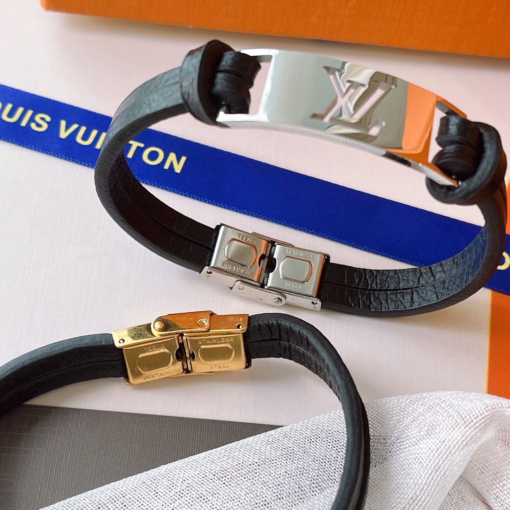 LOUIS VUITTON สร้อยข้อมือ กําไลข้อมือ ไทเทเนียม ลําลอง ลายโลโก้ตัวอักษร LV โมโนแกรม
