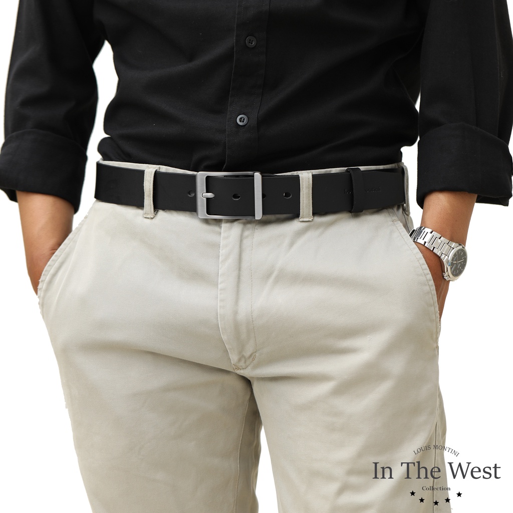 Louis Montini Classic FK Belt เข็มขัดหนังวัวแท้ หนังหนาหน้าเดียว FK Men Belt - MGN117