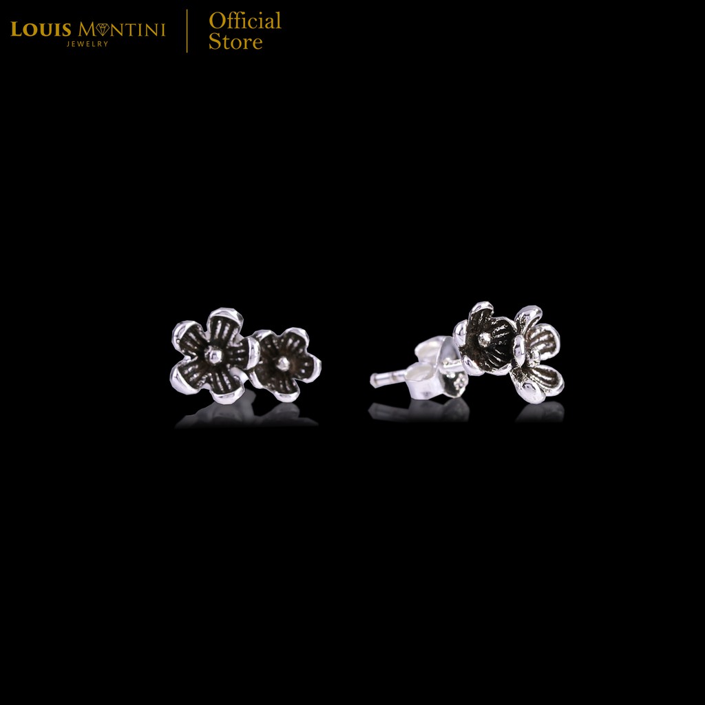 Louis Montini (Jewelry) Sterling Silver 925 Earrings ต่างหูเงินแท้ 92.5% ต่างหูผู้หญิง รูปดอกไม้ LJER04