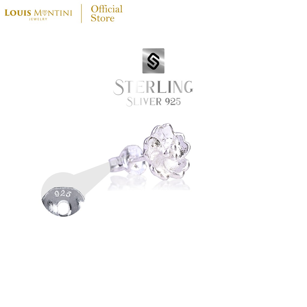 Louis Montini (Jewelry) Sterling Silver 925 Earrings ต่างหูเงินแท้ 92.5% ต่างหูผู้หญิง รูปดอกไม้ LJER05