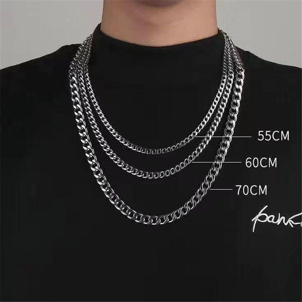 MAX 5/7/9/MM Men Stainless Steel Necklace Cool Metal Collar Cuban Chain Gold Silver Fashion Punk Gothic Choker Heavy Link