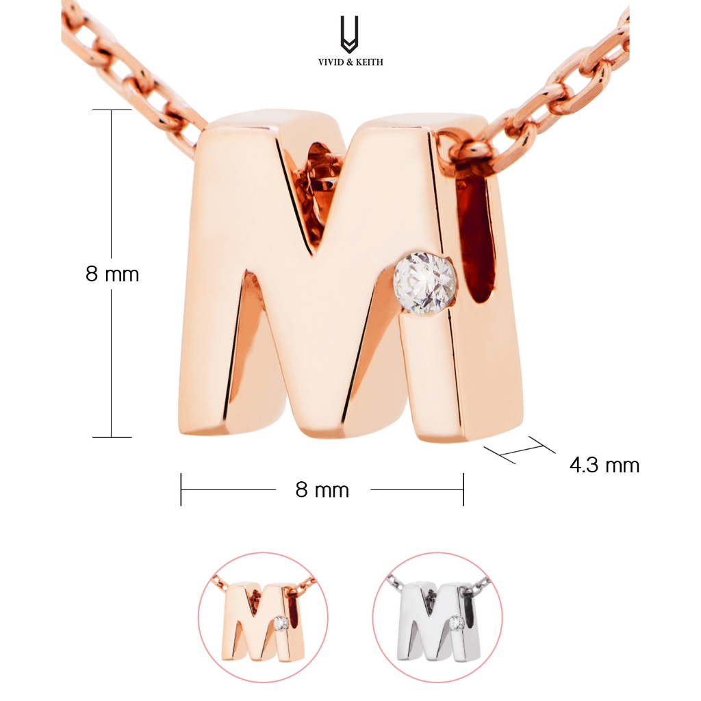 MSCHOO : จี้ A - Z พร้อมสร้อย ( Rose gold )