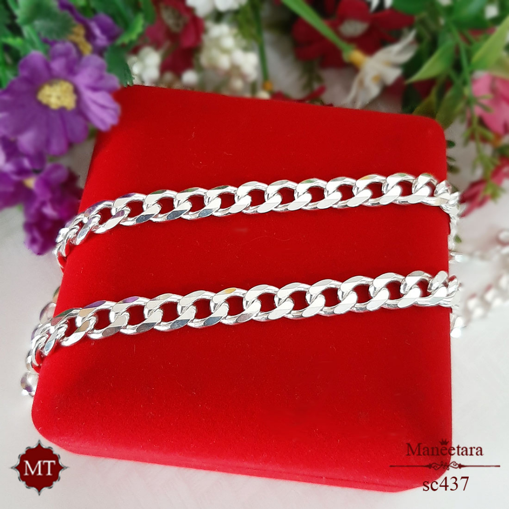 MT สร้อยคอเงินแท้ ลายเลส งานอิตาลี กว้าง 8 มม. ยาว 22 นิ้ว 925 Sterling Silver Curve Chain (sc437) MT Jewelry มณีธารา