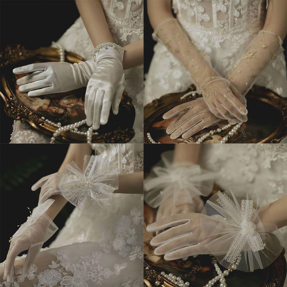 Me ถุงมือลูกไม้ แฟชั่นใหม่ สําหรับเจ้าสาว ใส่ไปงานปาร์ตี้ 1 คู่