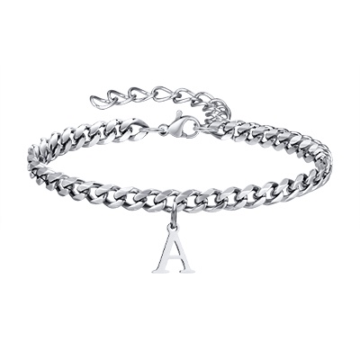 Meaeguet A-Z สร้อยข้อมือสเตนเลส จี้ตัวอักษร 26 ตัว ประดับเพทาย ของขวัญ สําหรับผู้ชาย DIY