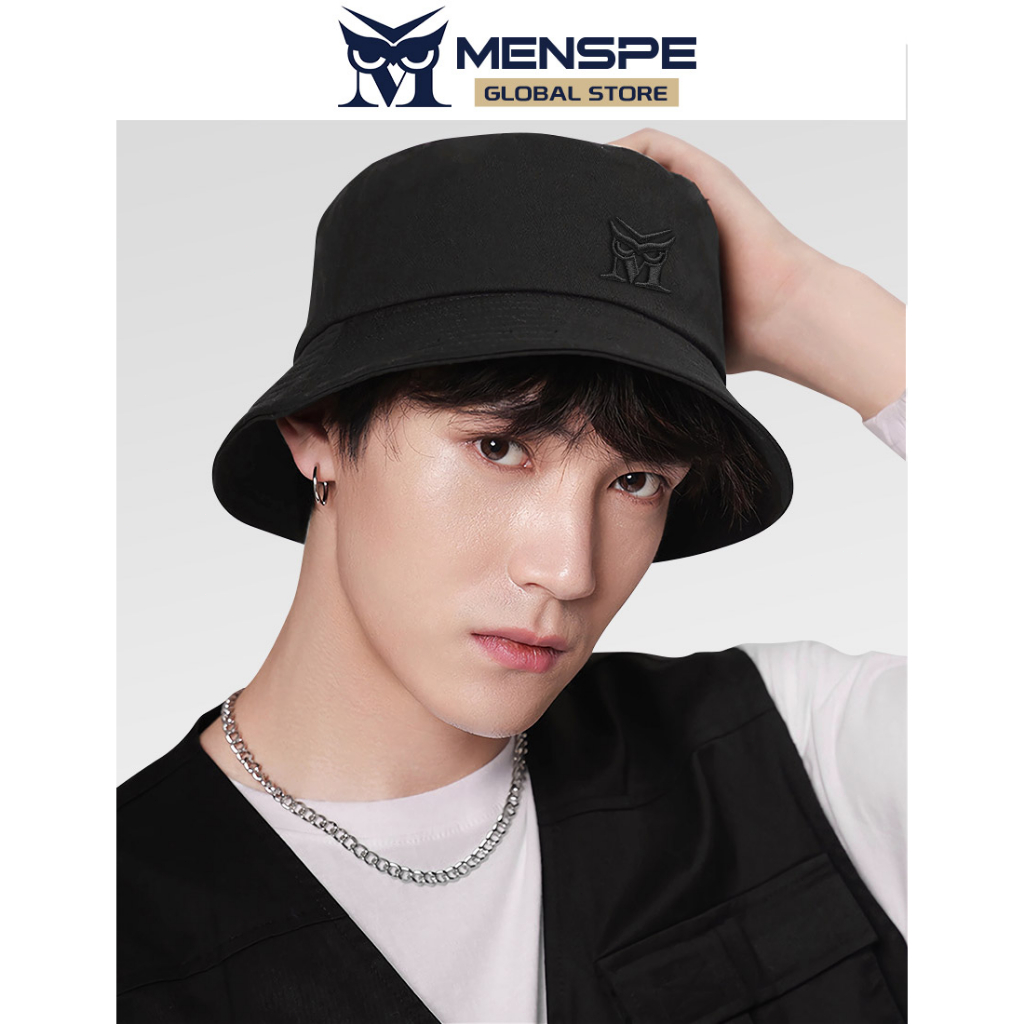 Menspe หมวกบักเก็ต ป้องกันแดด พับได้ 56-62 ซม. สีดํา สําหรับตกปลา