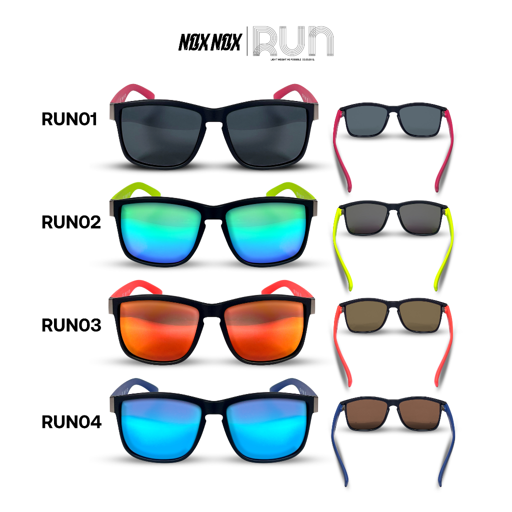 NOX NOX, แว่นตากันแดดรุ่น NOXNOX RUN พร้อมกล่องและถุงใส่แว่นตา