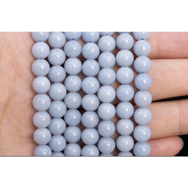 Natural Angelite Stone Beads Strand  6 mm 8mm Round Bead 42 cm long strand available