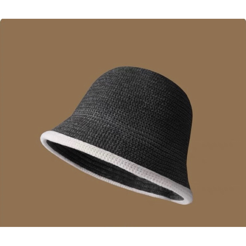 New# bucket หมวกเย็บสไตล์เกาหลีแบบใหม่（底纹）