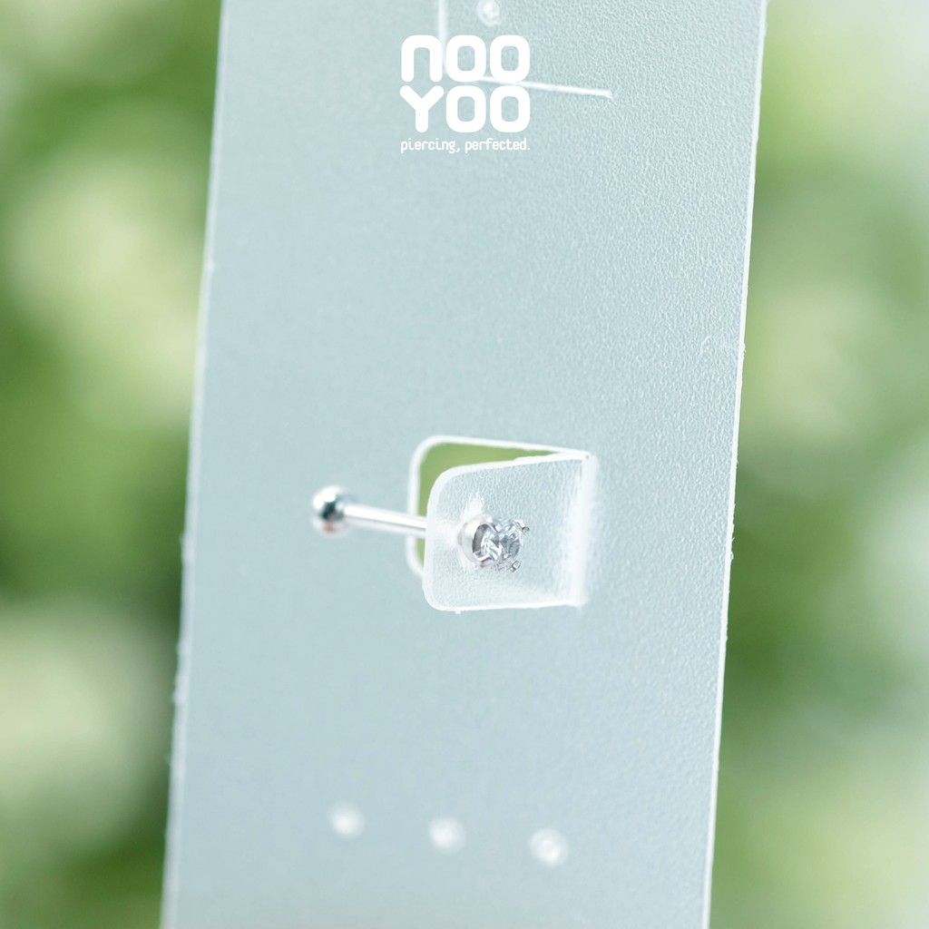 NooYoo ต่างหูสำหรับผิวแพ้ง่าย จิว Micro CZ (Single / Baguette)