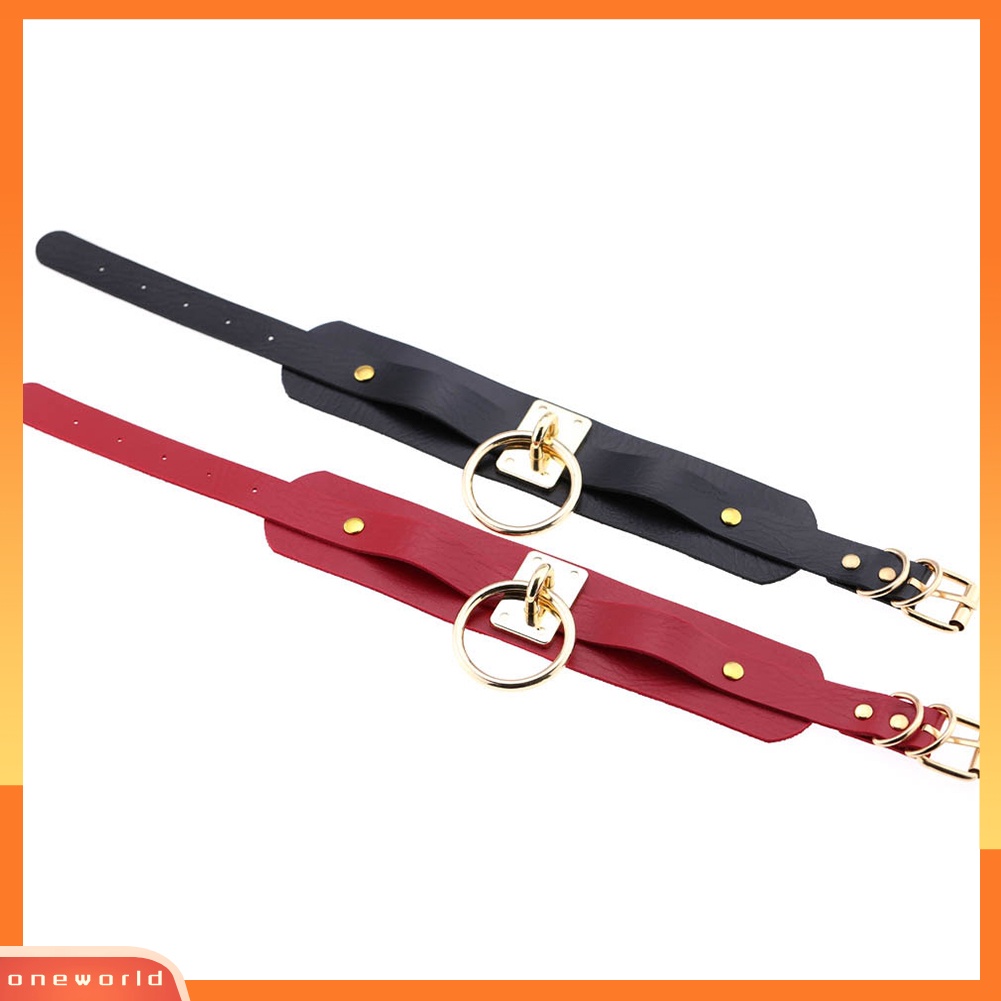 OneWorld@ O Ring Pendant Collar Faux Leather โชเกอร์  Punk Necklace