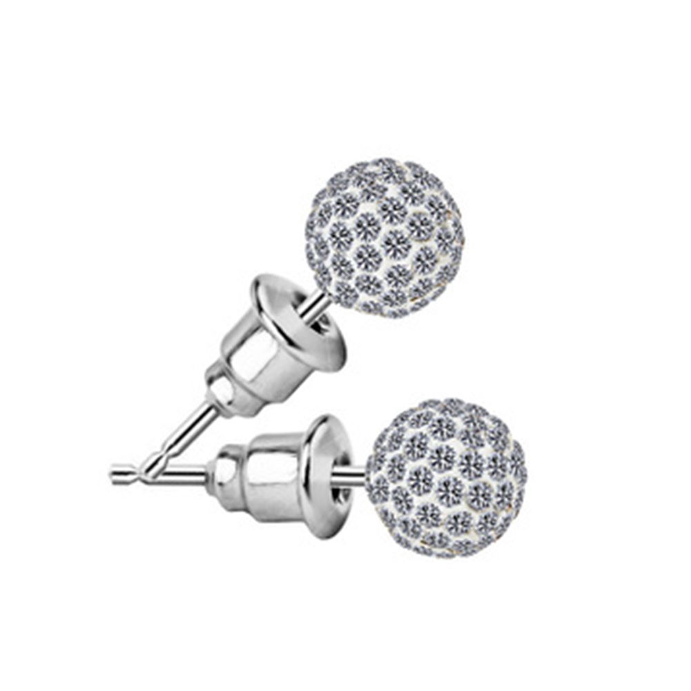 Pave Disco Ball Stud Earrings 10mm 8mm 6mm Clear Austrian Rhinestone