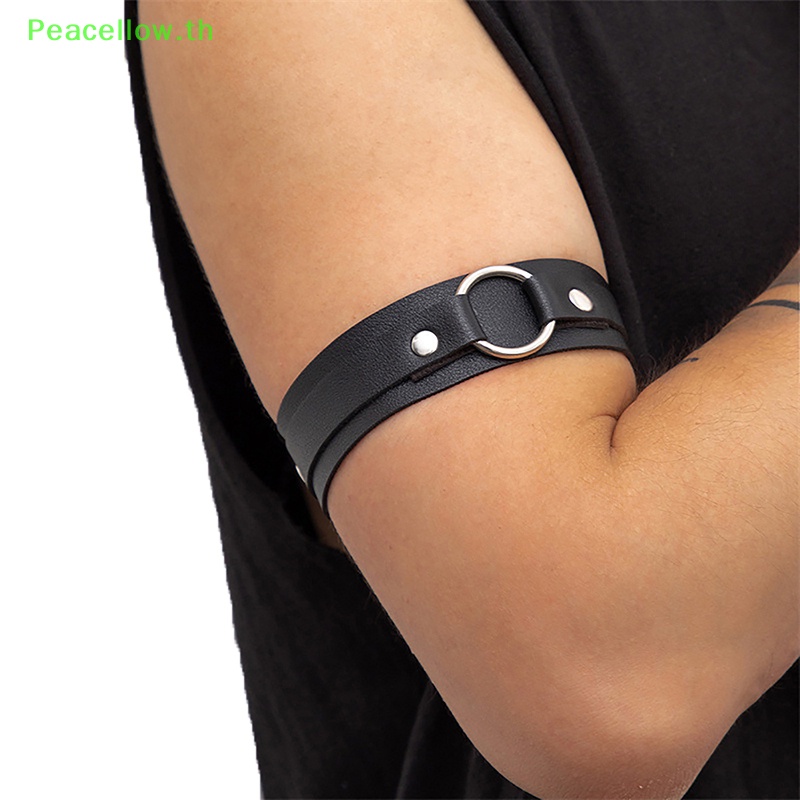 Peacellow สายรัดแขน หนัง PU เซ็กซี่ ปรับได้ เหมาะกับผู้ชาย สําหรับแต่งคอสเพลย์