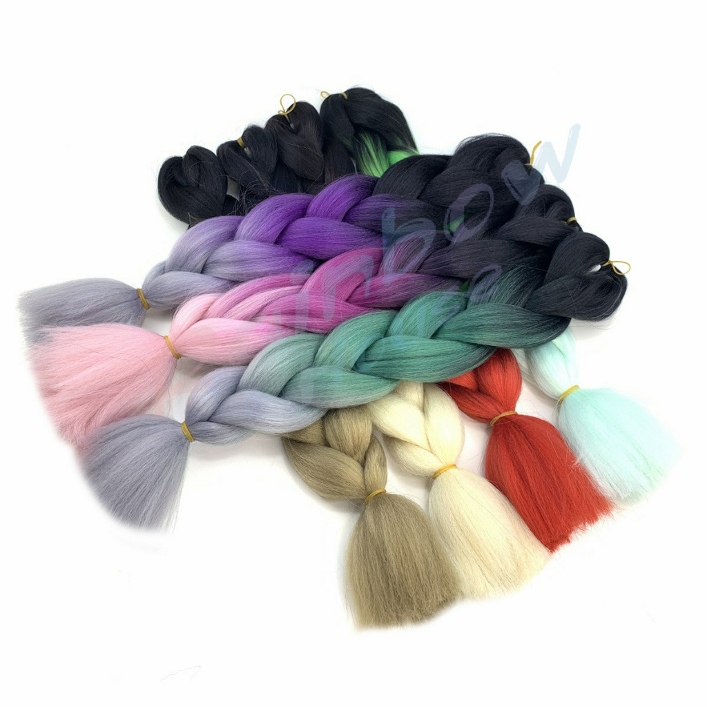 Rainbow ผมเปีย ไหมถักผม สีทูโทน แอฟริกันเดรดล็อกส์   wig braids