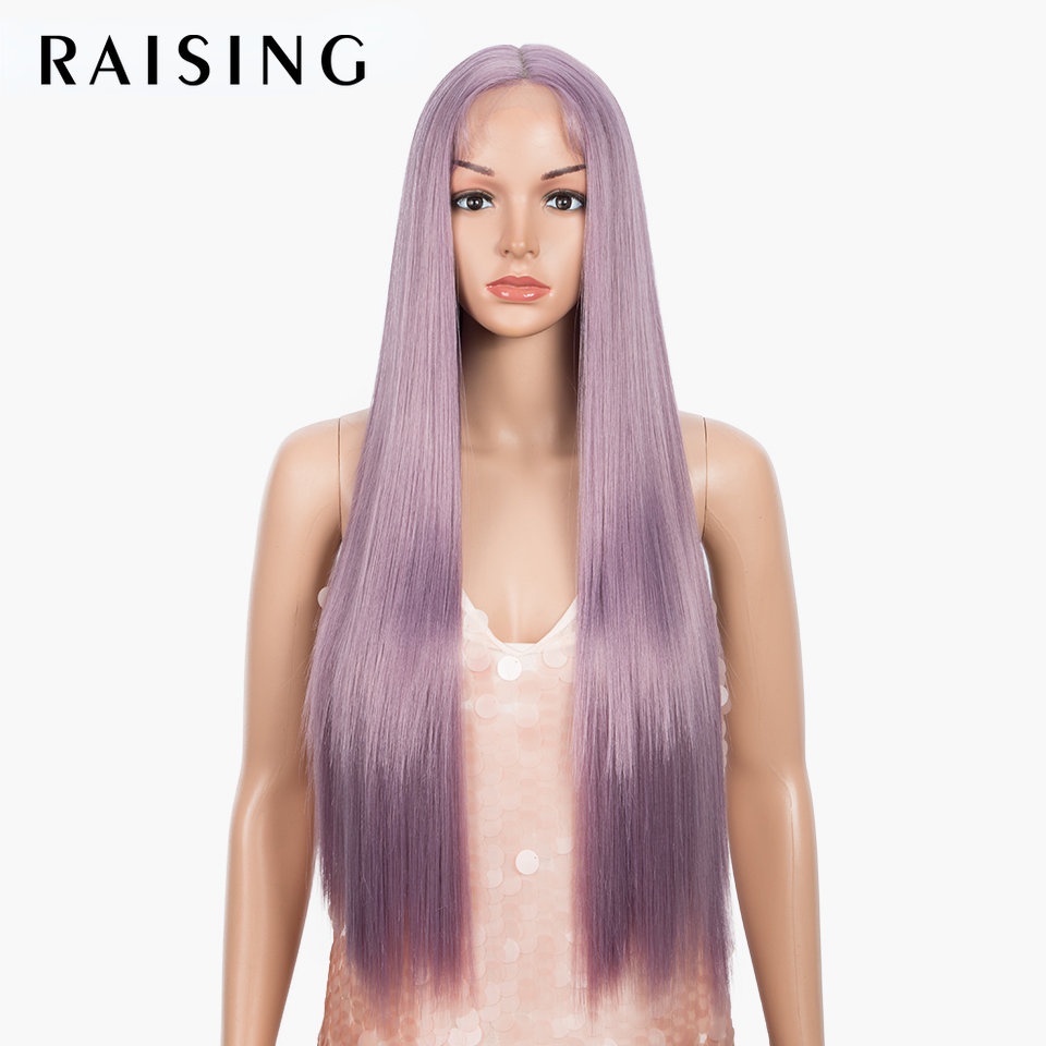 Raising วิกผมสังเคราะห์ ยาวตรง 30 นิ้ว สีดํา สีน้ําตาลเข้ม สีเขียว สีม่วง สีฟ้า สําหรับผู้หญิง