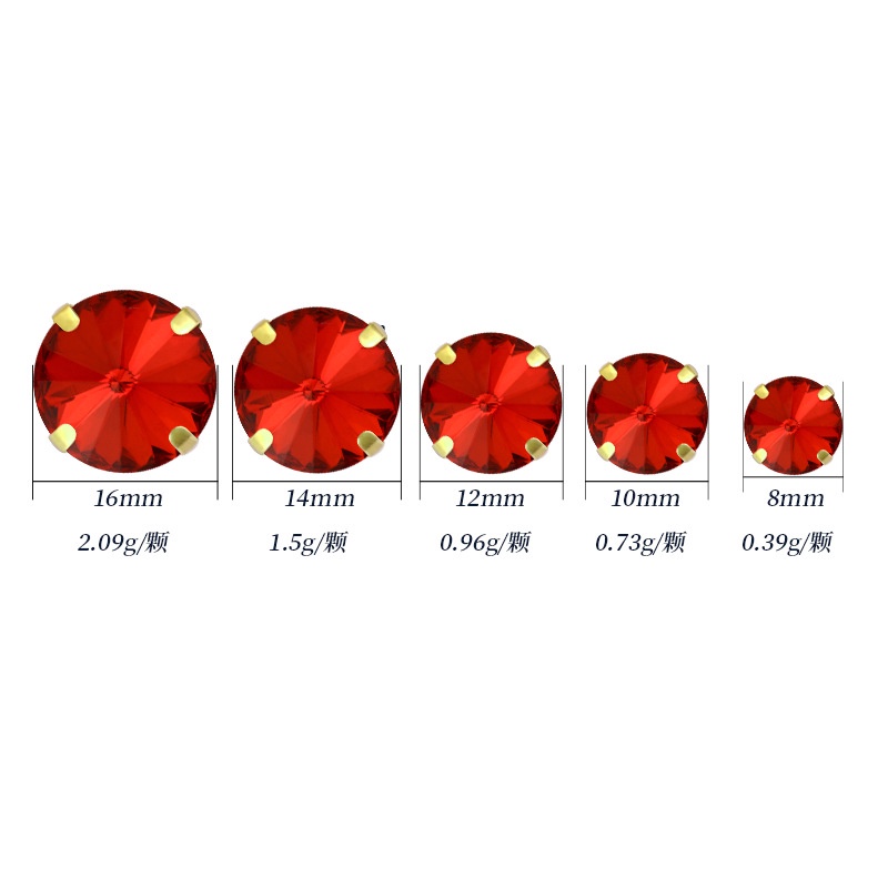 Rivoli พลอยเทียมคริสตัล ทรงกลม 8 มม. 10 มม. สีทอง สําหรับเย็บเสื้อผ้า
