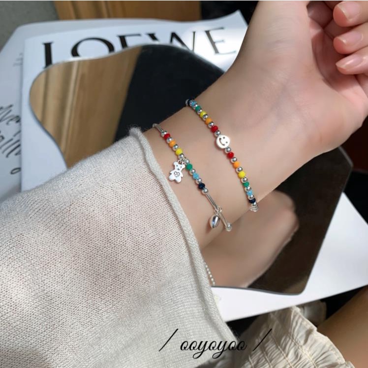S925 สร้อยข้อมือเงินเกาหลีลูกปัดสีเมฆสร้อยข้อมือเครื่องประดับ