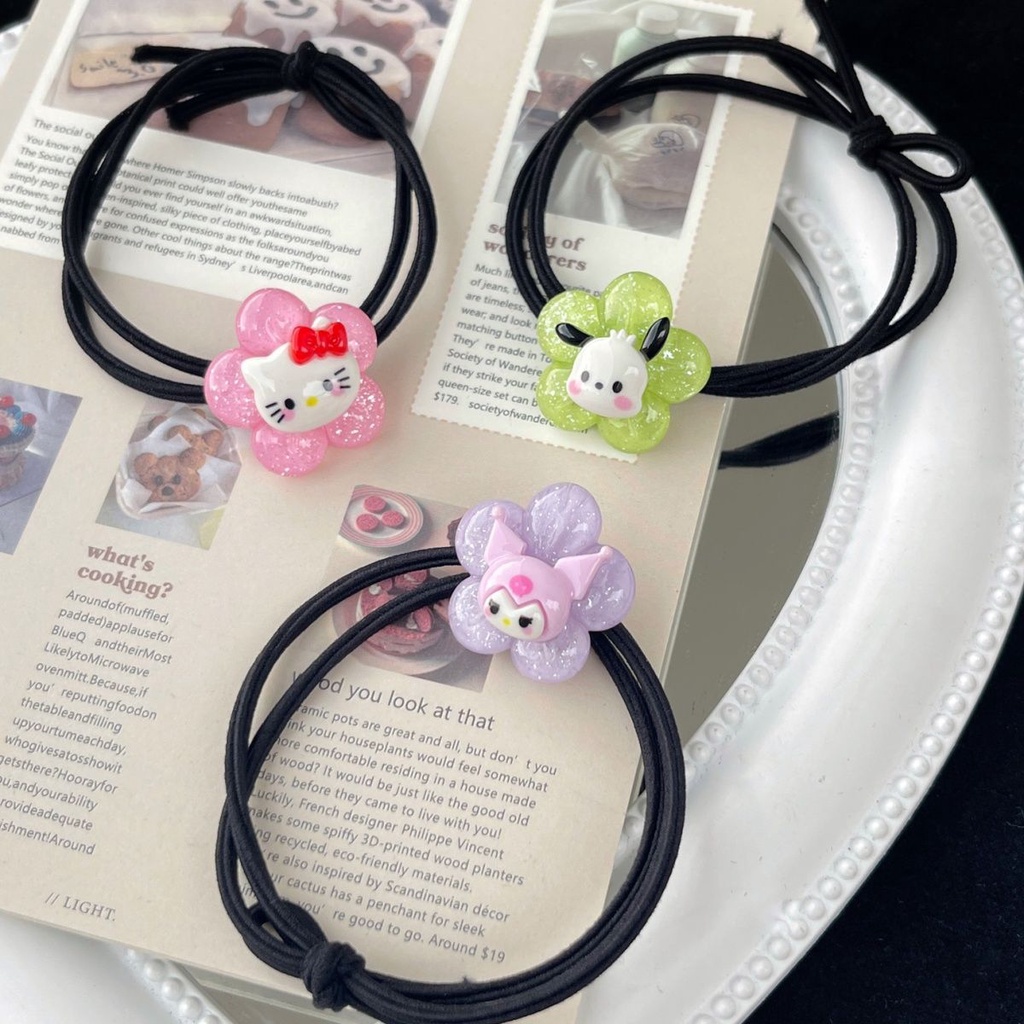 SANRIO ยางรัดผม แบบใส ลายการ์ตูนซานริโอ้น่ารัก อเนกประสงค์ สําหรับนักเรียน