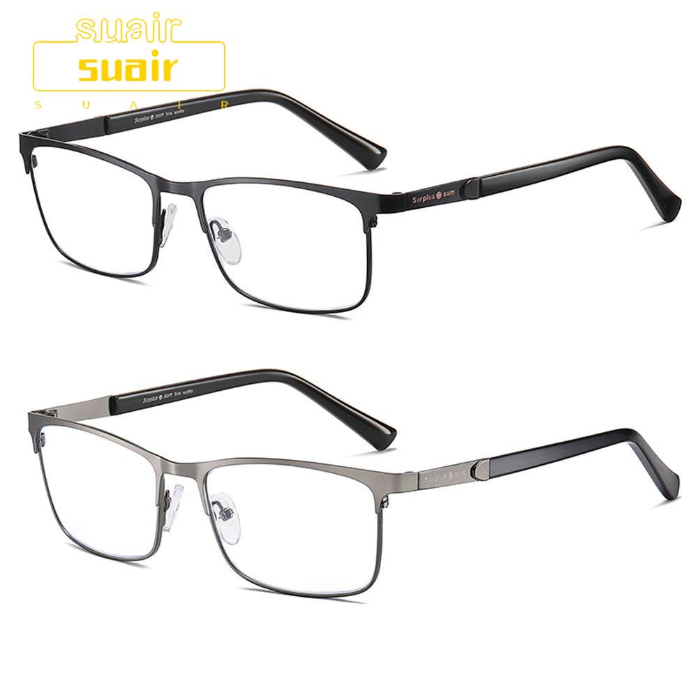 SUBEI +1.0~+4.0 Anti Blue Light Rectangle Readers Glasses Reading Glasses for Men & Women Reading Stainless Steel Ultra-light Eyeglasses Business Men