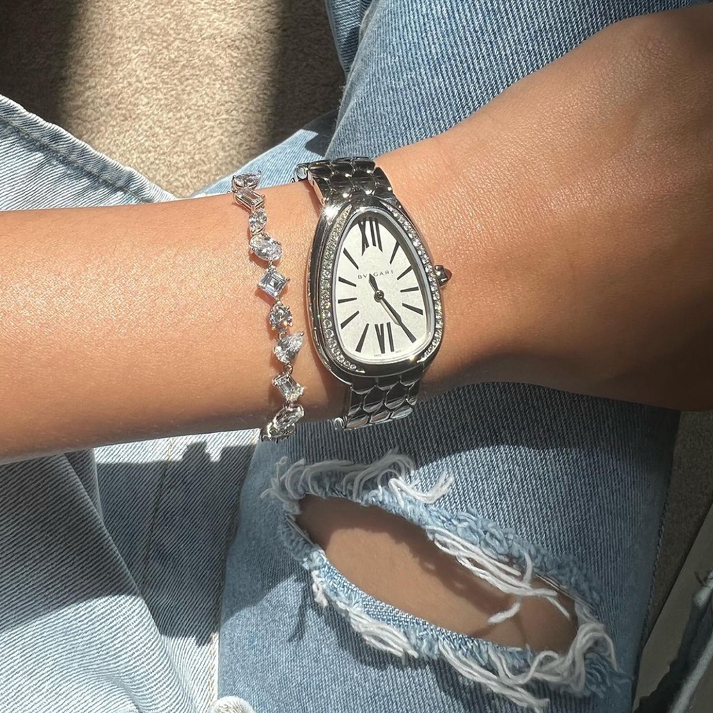 SWAN - Multi Shape Stone Bracelet กำไลข้อมือเงินแท้ ฝังเพชรคิวบิกเซอร์โคเนีย cubic zirconia