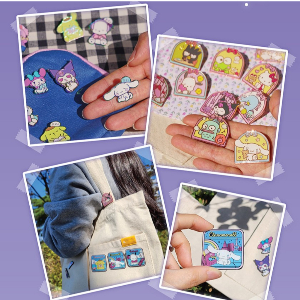 [Sanrio] เข็มกลัดโลหะ ลาย Hello Kitty My Melody Kuromi 33 แบบ สุ่มสี