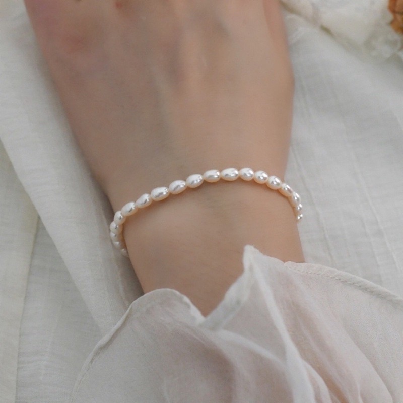 Shellandgold- สร้อยคอมุกทรงรูปไข่ ขนาด 4-5 มิล มีให้เลือก 2 แบบ