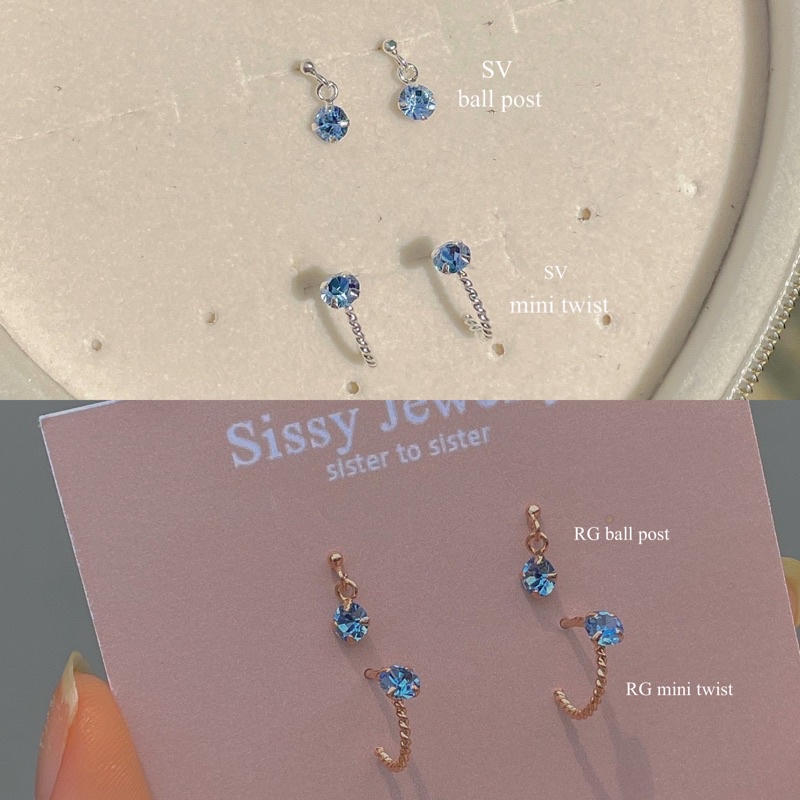 SissyJewelry // ต่างหูเงินแท้ พลอย Swarovski Light Sapphire collection