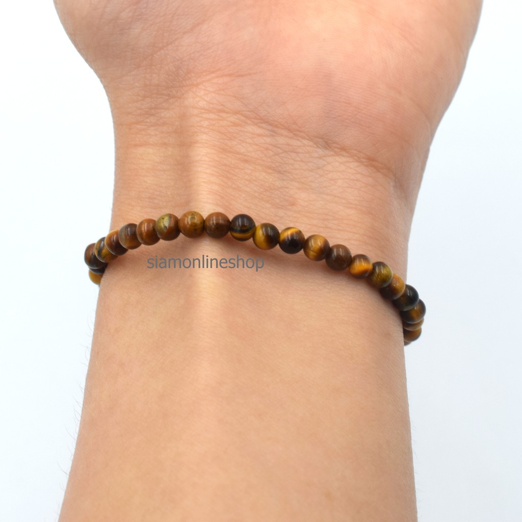 TIGEREYE หินไทเกอร์อาย พลอยตาเสือ ขนาด 4 มม. สร้อยข้อมือหินแท้ by siamonlineshop