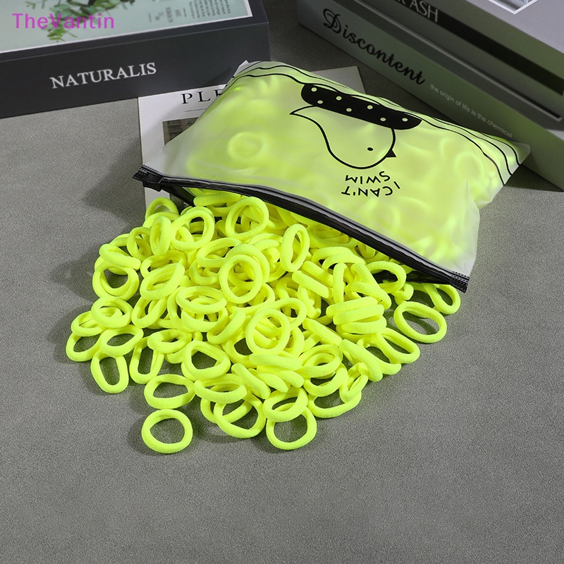 Thevantin ยางรัดผม แบบยืดหยุ่น หลากสี สําหรับเด็กผู้หญิง 100 ชิ้น
