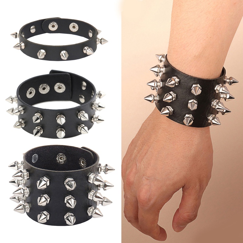 Time Punk สร้อยข้อมือโกธิค เข็มหมุดย้ํา กําไลข้อมือ โลหะ สายรัดข้อมือ ปรับได้