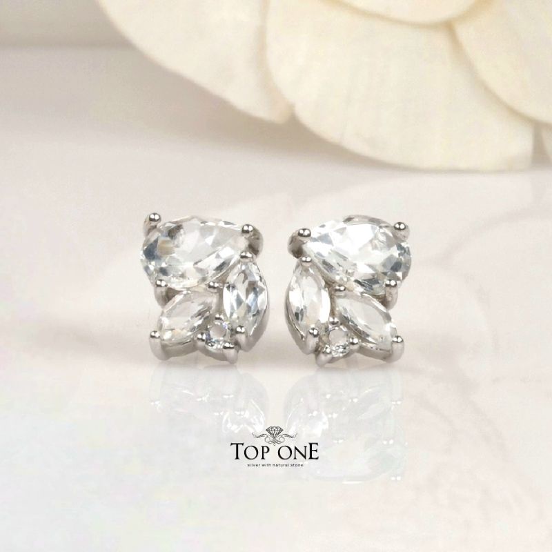 Top1jewelry ต่างหูนกน้อย พลอยแท้ เงินแท้