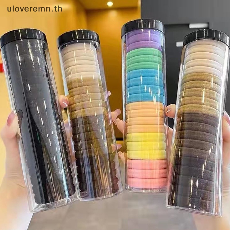Ulo ยางรัดผม ยืดหยุ่นสูง ไร้รอยต่อ สีพื้น เรียบง่าย สําหรับมัดผม 20 ชิ้น ต่อกล่อง