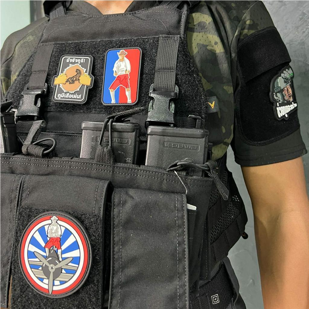 VALOR PX - PVC Patches - กูมีเสือเผ่น V.1 - 7 ประจัญบาน แผ่นแพทช์ ขนาด 70x60mm แพทช์ตีนตุ๊กแก ติดกระเป๋า ติดเสื้อ PVC