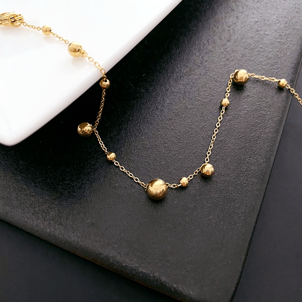 Vnox สร้อยข้อมือ สเตนเลส 18K จี้ลูกบอล สีทอง กันแพ้ เครื่องประดับแฟชั่น สําหรับผู้หญิง