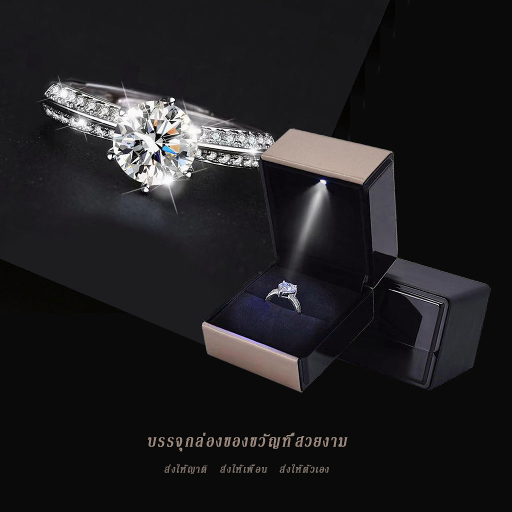 Vvi Moissanite Ring แหวนเงินแท้ 925 เพชรโมอีส สไตล์เกาหลี ของขวัญวันเกิด ของขวัญเทศกาล vvs/D ใบรับรองGRA 1ct-3ct