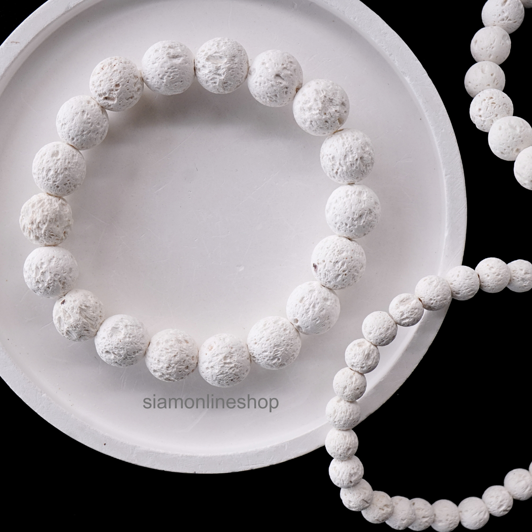 WHITE LAVA STONE หินลาวา หินภูเขาไฟ สีขาว (เลือกขนาดเม็ดหินได้) หินแท้ by siamonlineshop