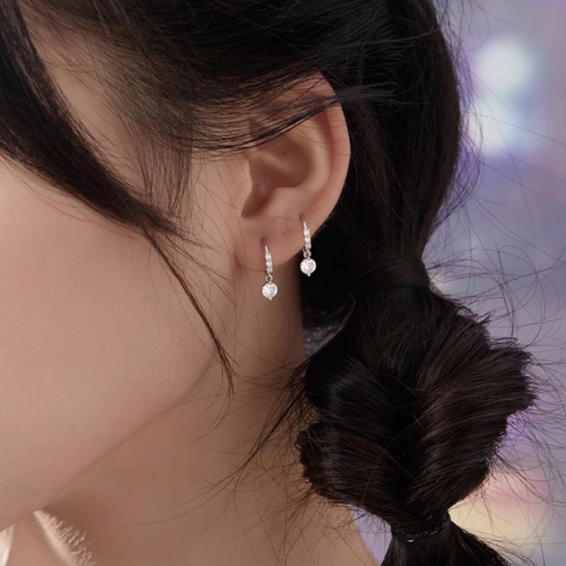 We Flower ต่างหูห่วง เงิน S925 ประดับพลอยเทียม ทรงกลม ใช้แล้วไม่แพ้ สําหรับผู้หญิง