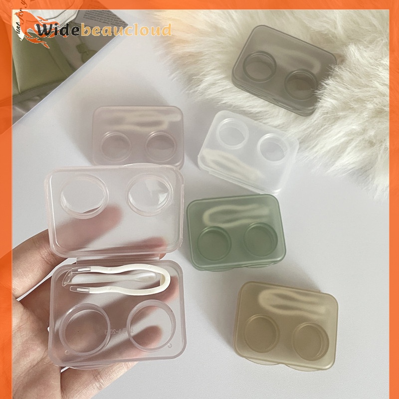Widebeaucloud กล่องคอนแทคเลนส์ แบบใส แบบพกพา เรียบง่าย สําหรับเด็กผู้หญิง