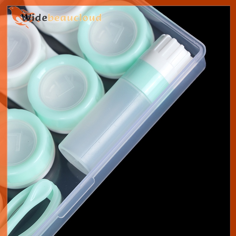 Widebeaucloud กล่องเก็บคอนแทคเลนส์ เครื่องสําอาง พร้อมขวด และแหนบ 5 คู่