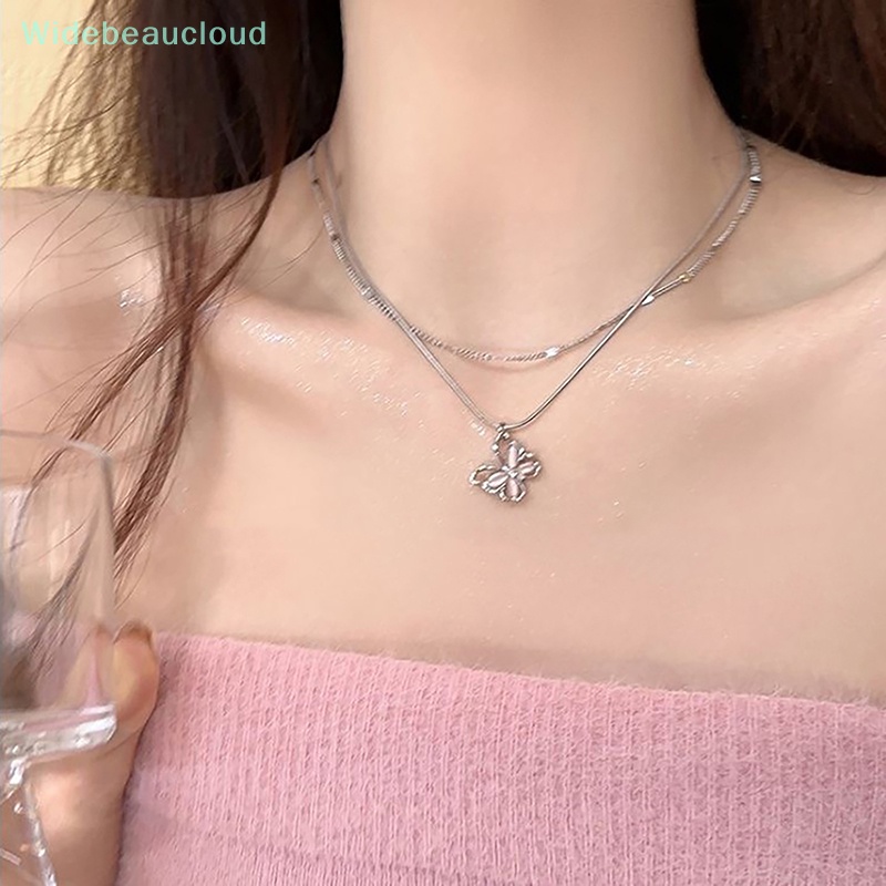 Widebeaucloud สร้อยคอโช้กเกอร์ จี้รูปผีเสื้อ ประดับเพทาย เครื่องประดับแฟชั่นสตรี