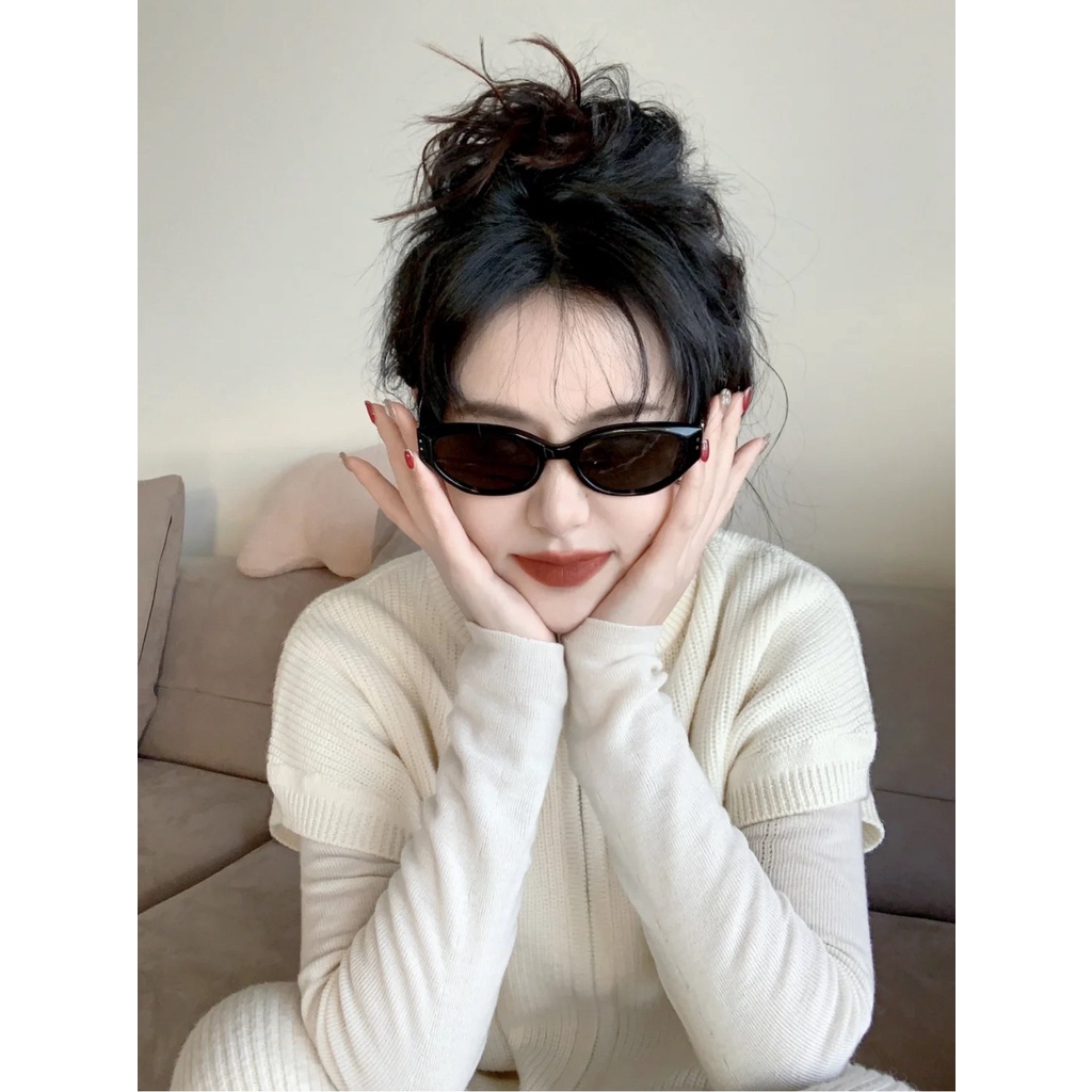 Xiaohong Book Blogger แว่นตากันแดดแฟชั่น กรอบแว่นขนาดเล็ก ทรงรี สไตล์เรโทร