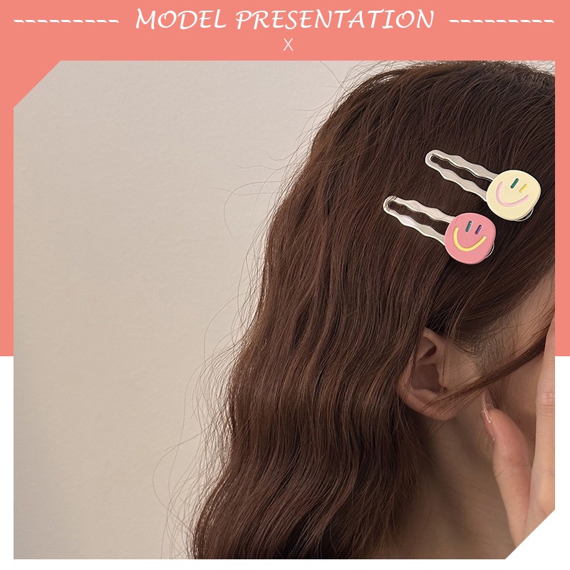Y2K Dopamine คลิปผม Trackless คลิปผม Silver Grey คลิปผมหน้ายิ้มหวาน.COBRANDIER