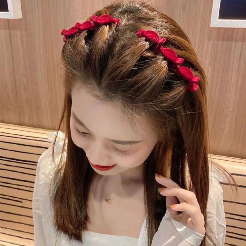 Yunhi กิ๊บติดผมหน้าม้า แบบถักเปีย สองชั้น เพื่อความสวยงาม