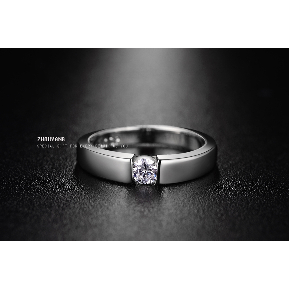 ZHOUYANG 4.5mm หัวใจและ Cubic Zirconia แหวนแต่งงานลูกศรกุหลาบทองและสีเงินสีคลาสสิกแหวนนิ้วมือ R400 R406